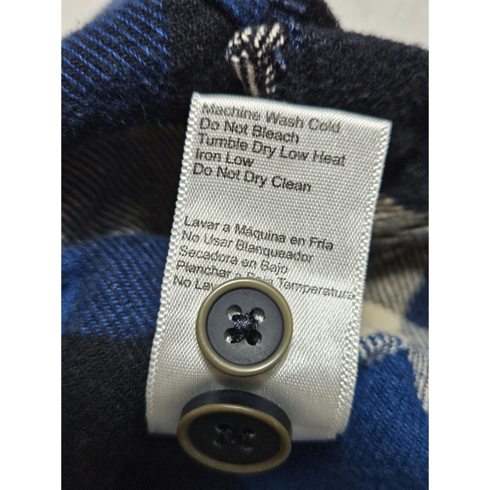 Jachs Mens Blue Buffalo Plaid Flannel Button Up Shirt Cotton Long Sleeve L - Picture 7 of 9